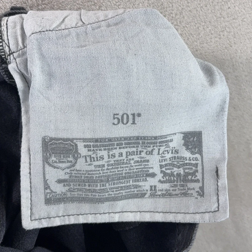 Levi's 501 Jeans Mens 34x28 Black Button Fly Straight Leg Denim Cotton